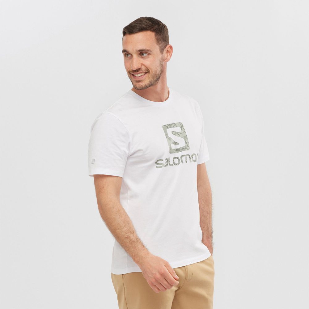 Salomon Singapore Mens T-shirts - OUTLIFE LOGO White | 87495-CAIU